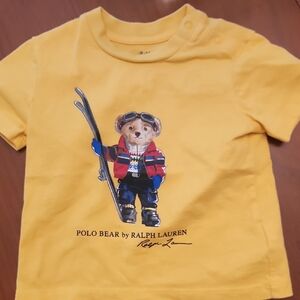 Ralph Lauren Kids Yellow Skiing Polo Bear Tee